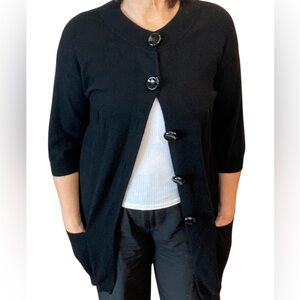 100% cashmere baby doll Black Button-Front Cardigan, size M very good condition